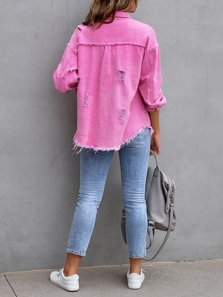 Casual Distressed Denim Jacket