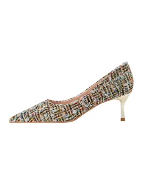 Checked High-heeled Pointed Shoes