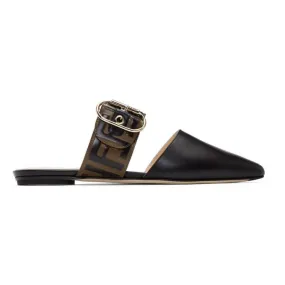 Fendi Brown and Black Sabot Slippers