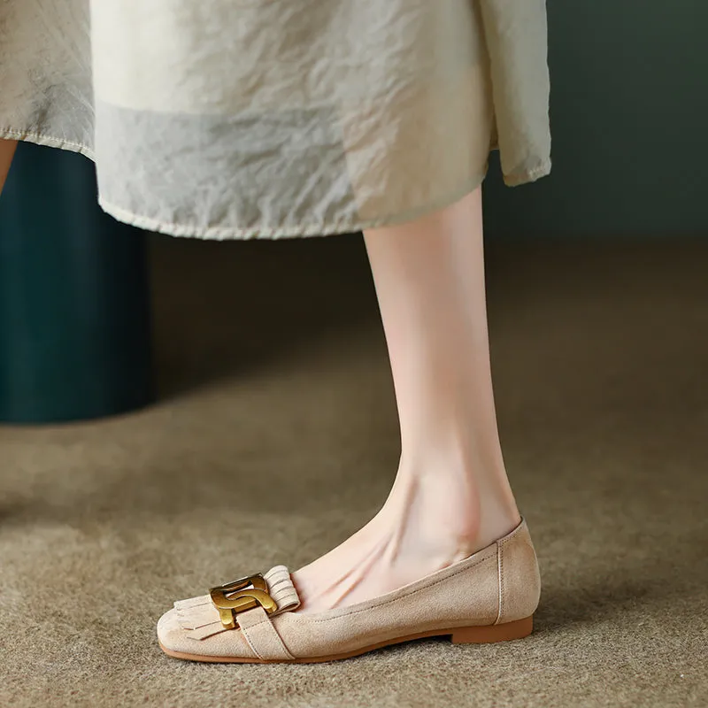 Kyla Nude Suede Flats