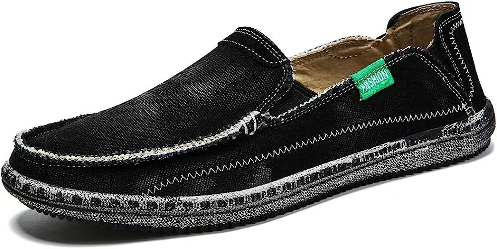 Men's Black Distressed Style Canvas Casual Shoes