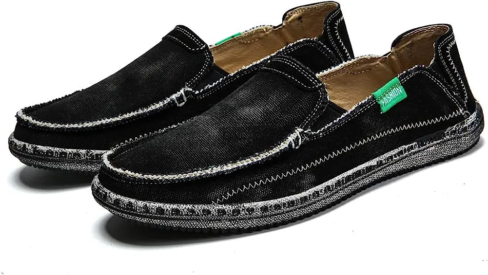 Men's Black Distressed Style Canvas Casual Shoes