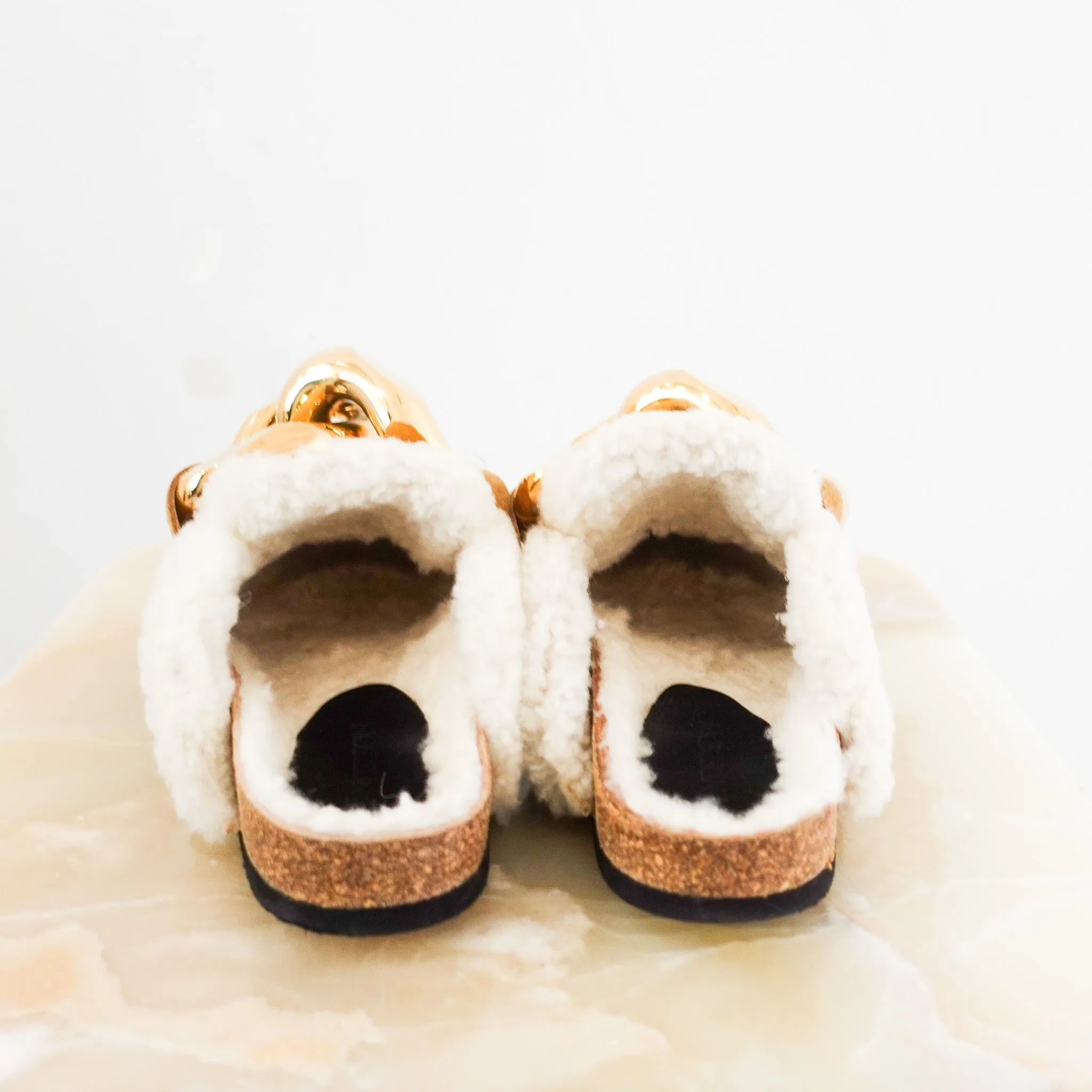 Shearling chain slides RRP £450