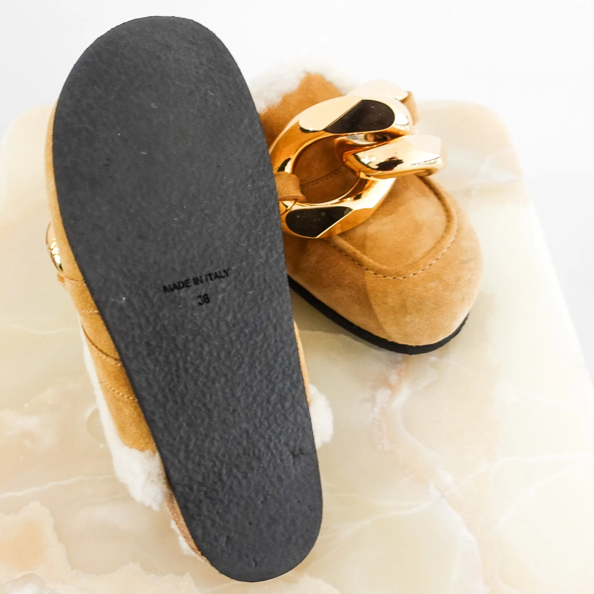 Shearling chain slides RRP £450